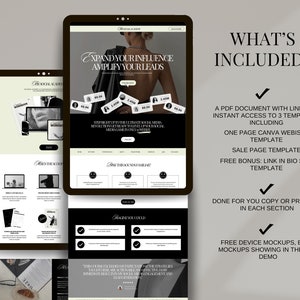 Aesthetic Canva Website Template Bundle for Virtual Assistant, Social Media Manager, sales funnel, portfolio website, One Page Website