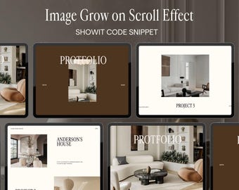 Showit Bild Wachsen auf Rolleffekt, Interaktive Animation Leinwand, Portfolio Website Add On