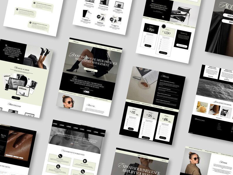 Aesthetic Canva Website Template Bundle for Virtual Assistant, Social Media Manager, sales funnel, portfolio website, One Page Website