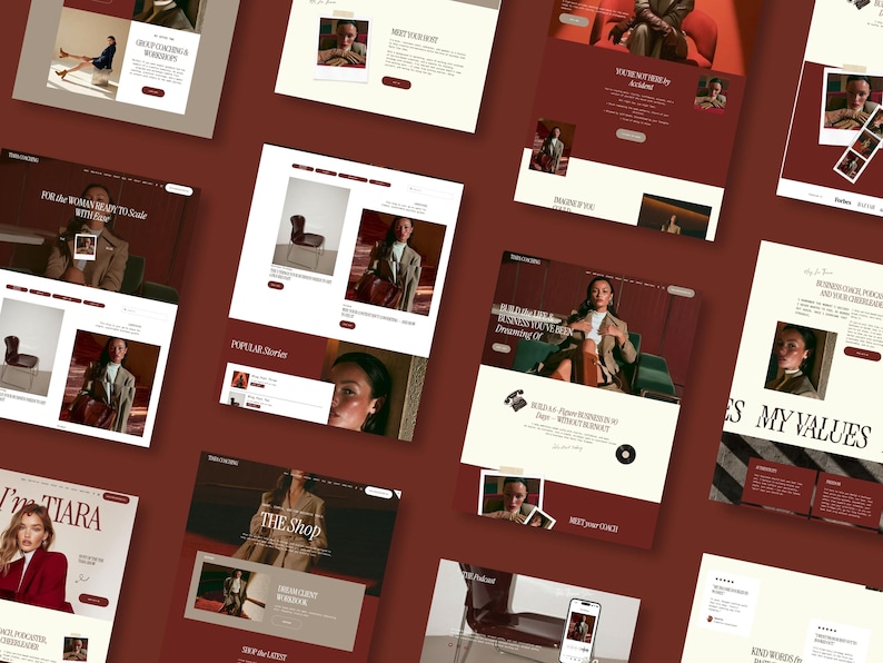 Bold Maroon Squarespace Template for Business Coach, Blogger website, Course Creator Website, life coaching Template, consulting website