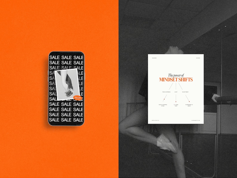 Bold Orange Podcast Instagram Templates, bold instagram template, Coach Instagram Template , IG stories template, mindset coach templates