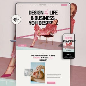 Bold Pink Squarespace Website Template: Business Coach, Author, Podcast, Blogger