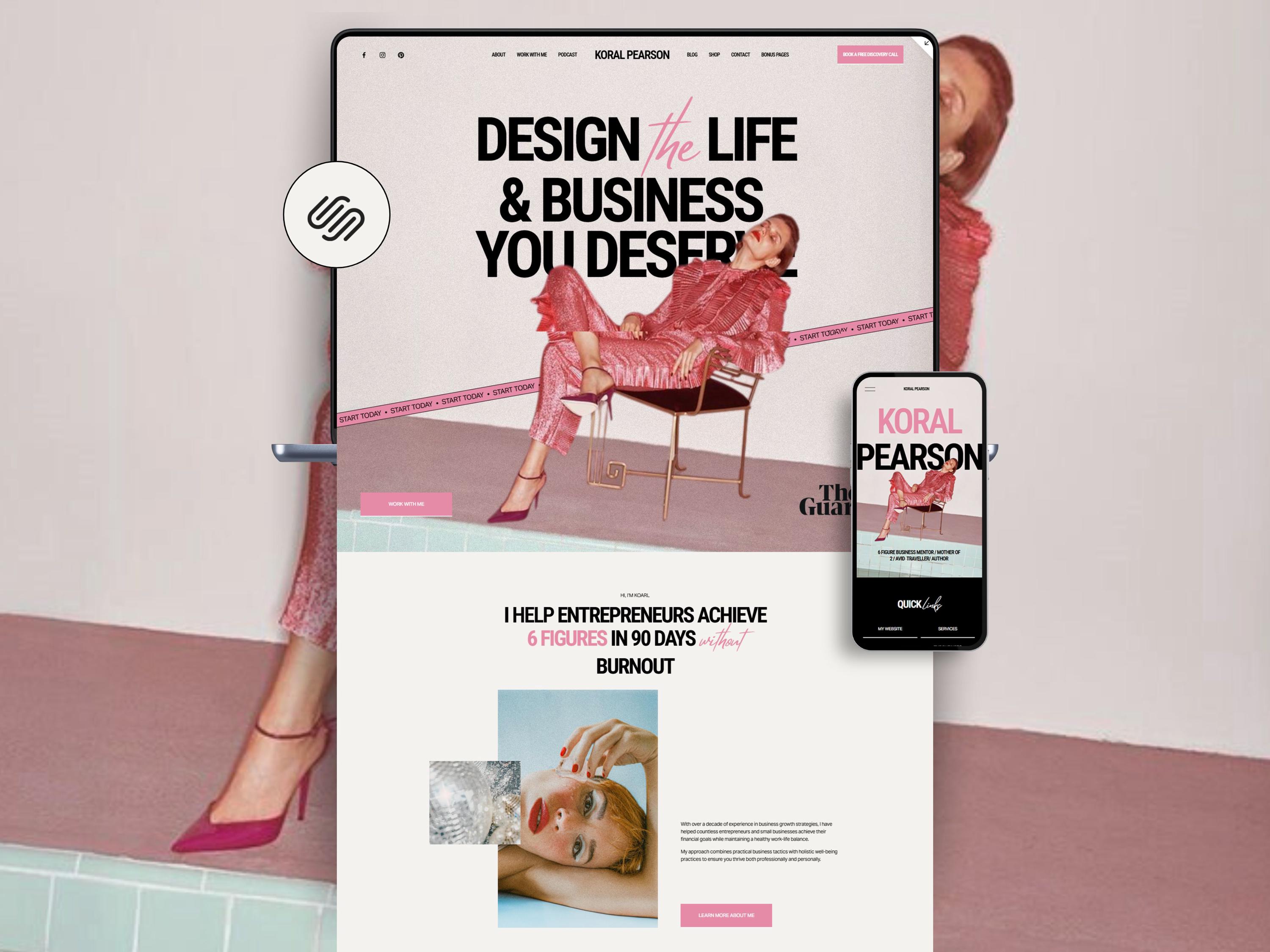 Bold Pink Squarespace Website Template: Business Coach, Author, Podcast ...