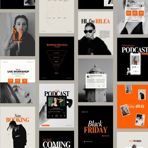 Bold Orange Podcast Instagram Templates, bold instagram template, Coach Instagram Template , IG stories template, mindset coach templates