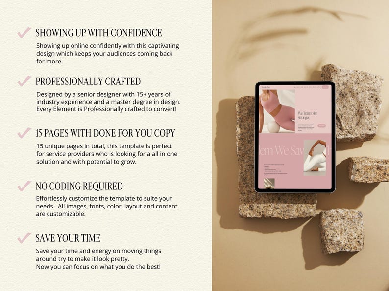 Squarespace Template for fitness Coaches, personal trainers, Pilates & Yoga studio, wellness Website imagen 3