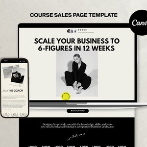 Minimal one page website for Coaches | Canva landing Page Template | Canva website for business coaches, life coaches, VAs, Sofi, Sales Page