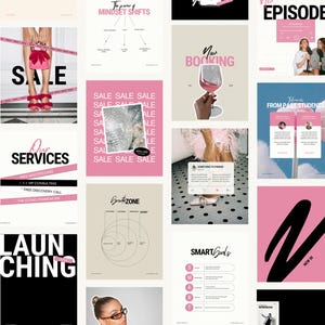 Bold Pink Instagram Templates for coaches, bold instagram template, Podcast Instagram Template , IG stories template, coaching templates