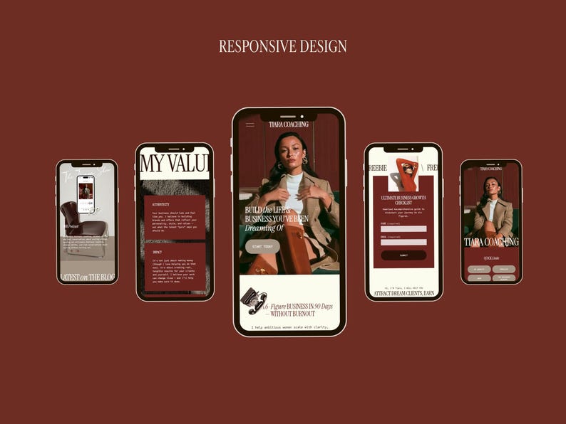 Bold Maroon Squarespace Template for Business Coach, Blogger website, Course Creator Website, life coaching Template, consulting website