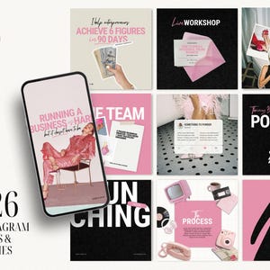 Bold Pink Instagram Templates for coaches, bold instagram template, Podcast Instagram Template , IG stories template, coaching templates