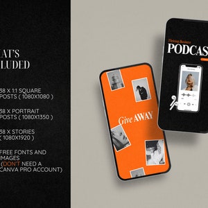 Bold Orange Podcast Instagram Templates, bold instagram template, Coach Instagram Template , IG stories template, mindset coach templates