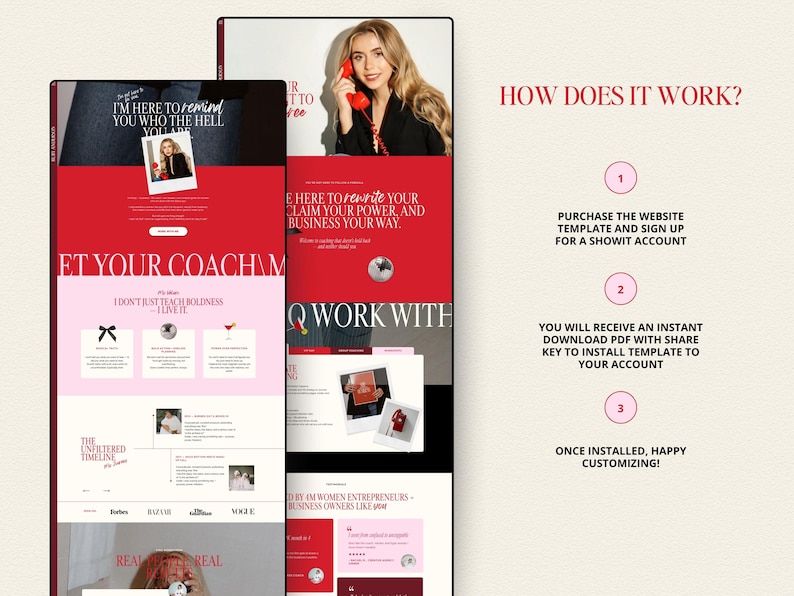 Red Showit Website Template For Coaches
