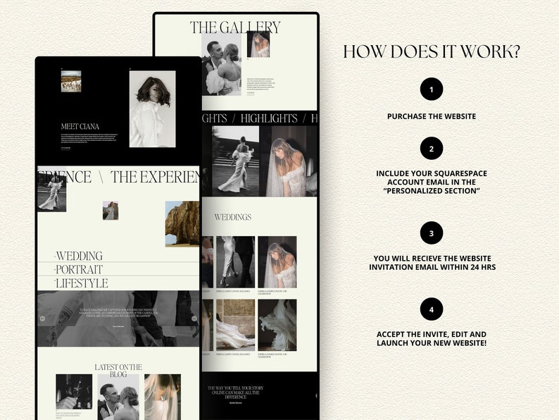 Squarespace Website Template for photographers, editorial website template, Portfolio website, Photography website, coach website