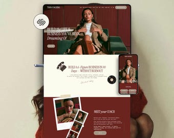 Bold Red Squarespace Template for life Coaches, podcaster and course creators, business coaches