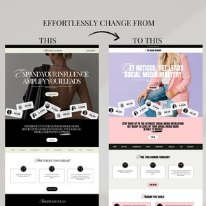 Aesthetic Canva Website Template Bundle for Virtual Assistant, Social Media Manager, sales funnel, portfolio website, One Page Website