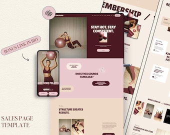 Squarespace Sales Page Template: Fitness Coaches, Yoga Website, Pilates Studio, Personal Trainer