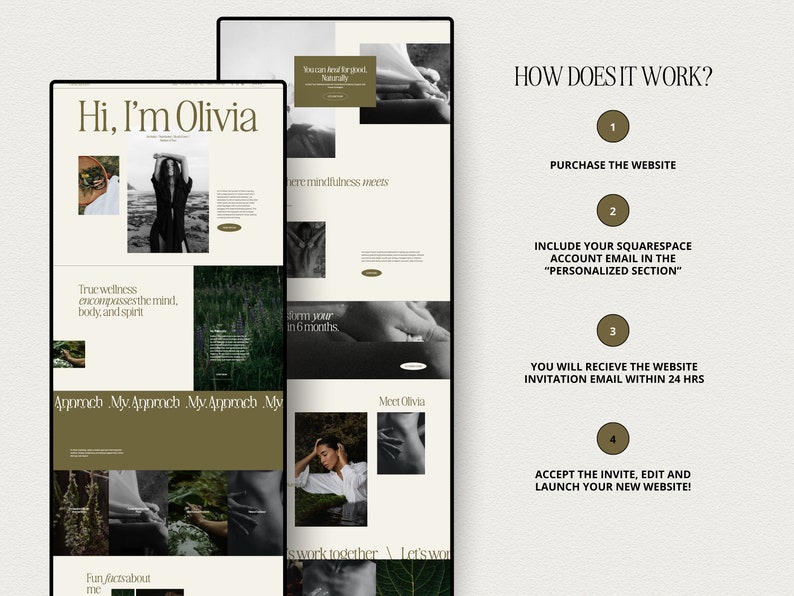 Squarespace Website Template for therapist, herbalist Website, life coach website, coaching template, nutritionist website template
