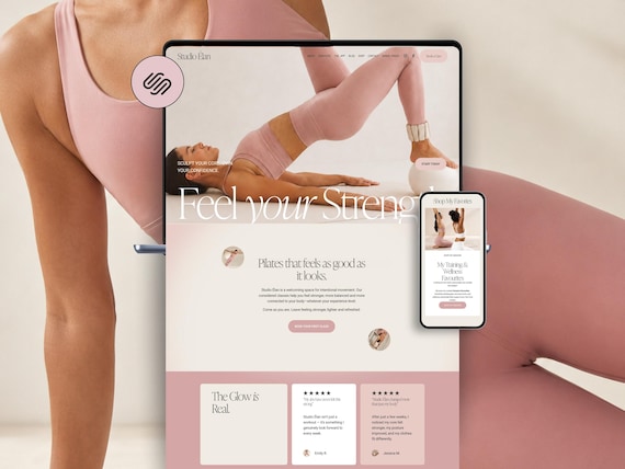 Squarespace Template for fitness Coaches, personal trainers, Pilates & Yoga studio, wellness Website