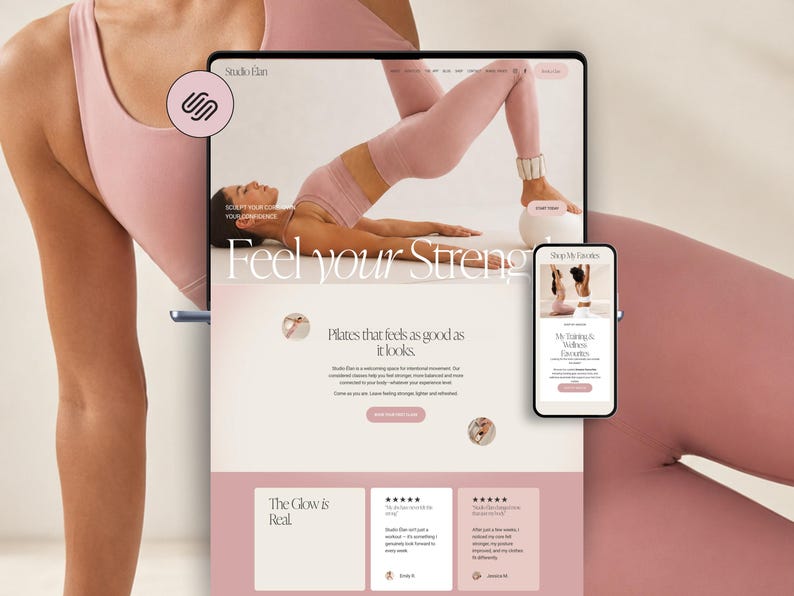 Squarespace Template for fitness Coaches, personal trainers, Pilates & Yoga studio, wellness Website imagen 1
