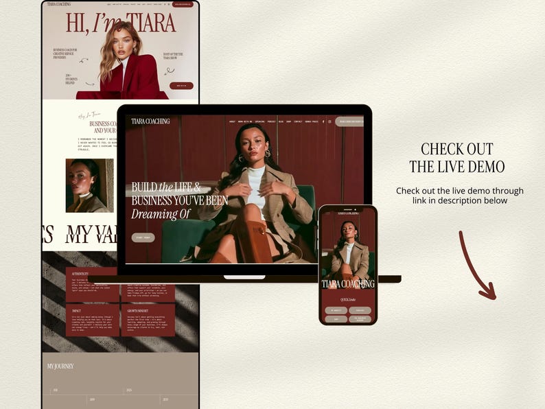Bold Maroon Squarespace Template for Business Coach, Blogger website, Course Creator Website, life coaching Template, consulting website