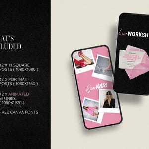 Bold Pink Instagram Templates for coaches, bold instagram template, Podcast Instagram Template , IG stories template, coaching templates