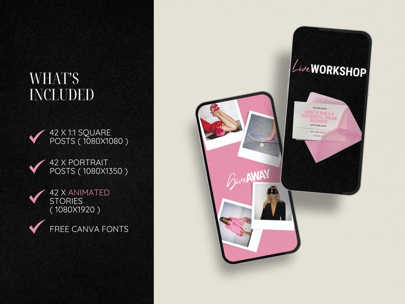 Bold Pink Instagram Templates for coaches, bold instagram template, Podcast Instagram Template , IG stories template, coaching templates