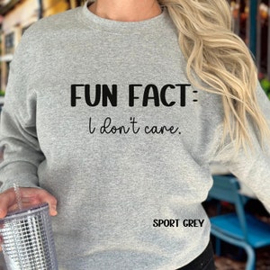 FUN FACT I don't care Sweatshirt Crew Neck Sweatshirt Cozy Sweatshirt Sassy Saying Sweatshirt Sarcastic Sweatshirt Warm Shirt Sarcastic