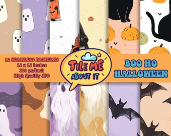 Boo Ho Halloween | Digital Seamless Repeating Patterns | Digital Paper