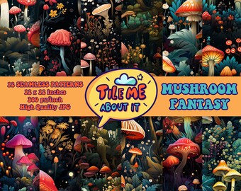 Mushroom Fantasy | Digital Seamless Repeating Patterns | Digital Paper