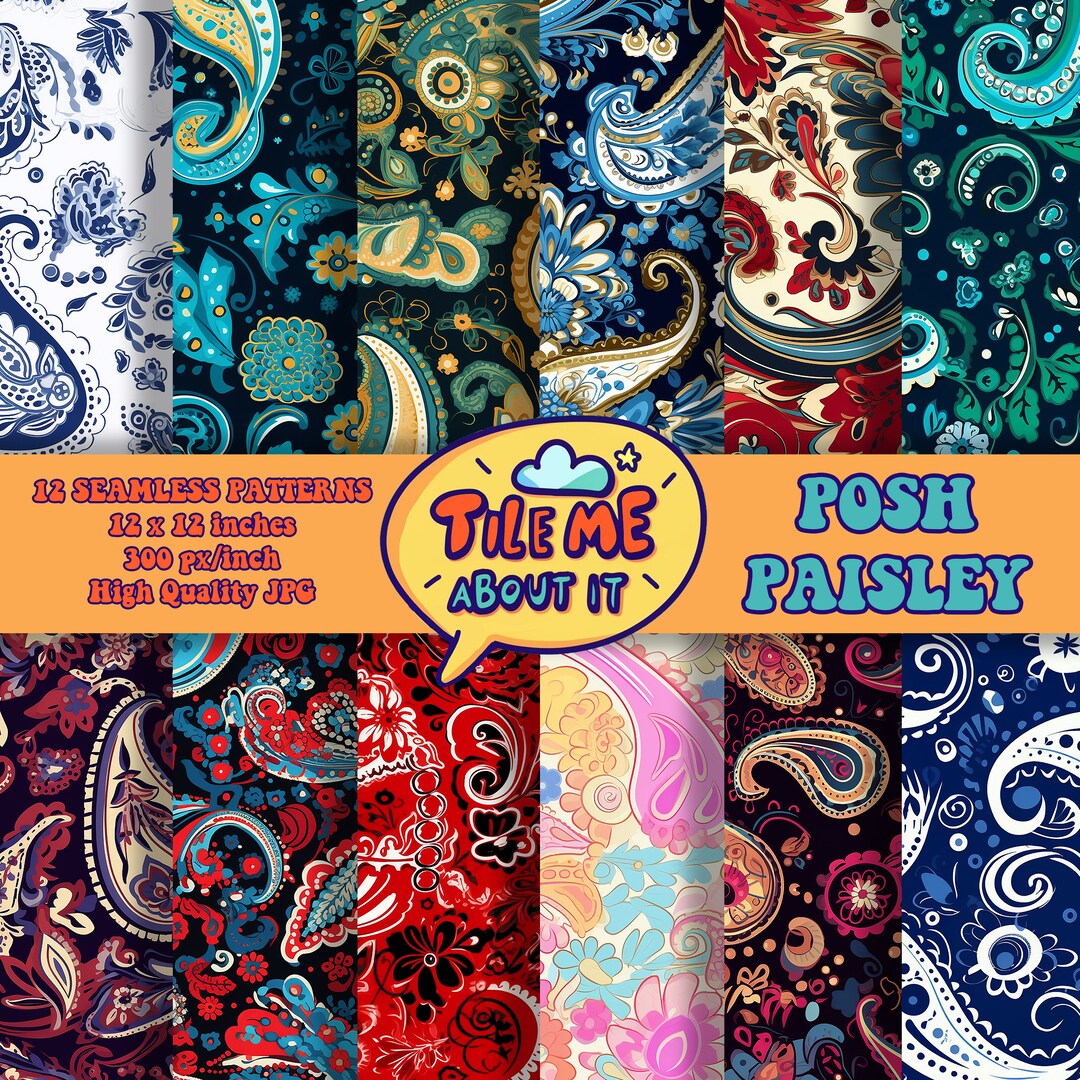 Posh Paisley | Digital Seamless Repeating Patterns | Digital Paper - Etsy