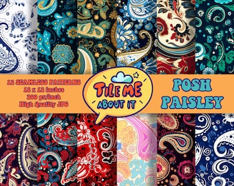 Posh Paisley / Patrones de repetición digitales sin costuras / Papel digital