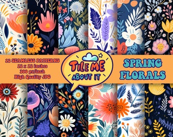 Spring Florals | Digital Seamless Repeating Patterns | Digital Paper