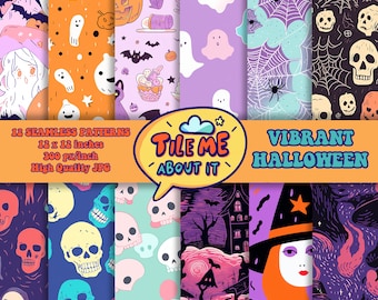 Vibrant Halloween | Digital Seamless Repeating Patterns | Digital Paper