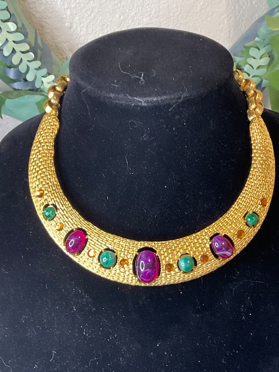 Vintage CRAFT Gold Tone Collar Necklace