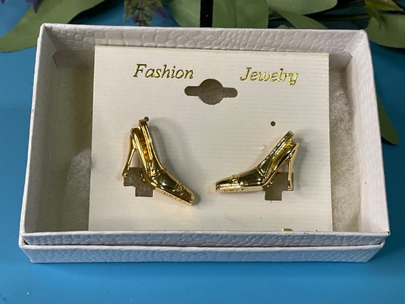Best Fashion Jewerly Gold Tone SHOE Clip Earrings - image 3