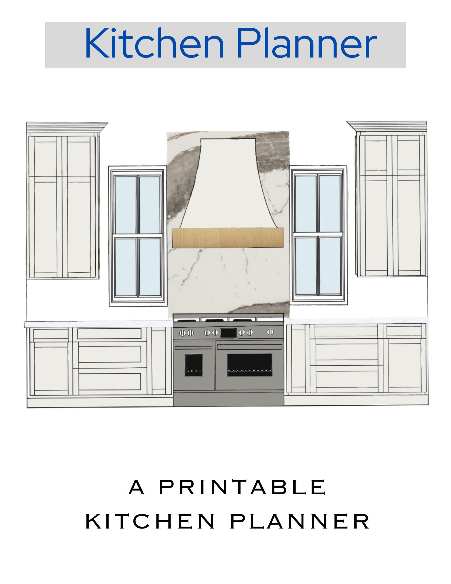 A 14 page printable kitchen planner with comprehensive planning pages for appliance, flooring , cabinet and lighting details