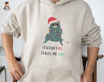 皮肉なクリスマス、クリスマス猫スウェットシャツ、クリスマスパーカー、猫好きへのギフト、フード付き猫スウェットシャツ、猫ママセーター、猫ママシャツ