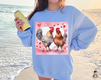 Chicken Gifts Sweatshirt for Valentines Day, Gift for Girlfriend, Cute Graphic Tee, Animal Oversized Crewneck Pullover, Funny Valentine Gift
