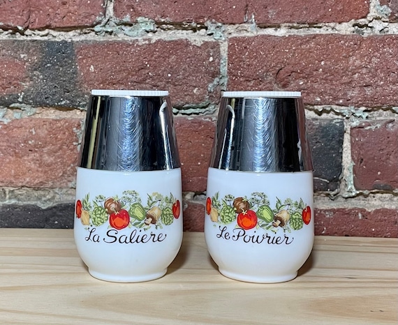 Gemco Corning Salt and Pepper Shakers Spice of Life La Saliere and Le  Poivrier, Vintage Gemco 