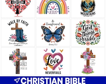 Paquete de imágenes PNG con versículos bíblicos cristianos y clipart de las Escrituras (descarga digital)