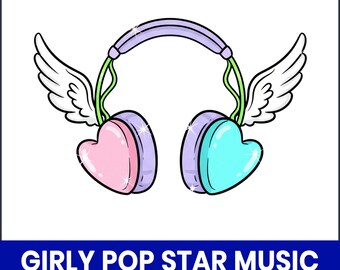 Girly Pop Star Headphones PNG, Diva Clipart (Digital Download)