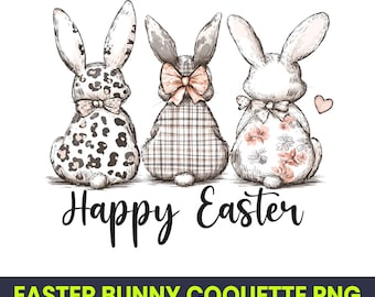 Paashaas Clipart PNG, Coquette Bow, Afdrukbare kunst (digitale download)