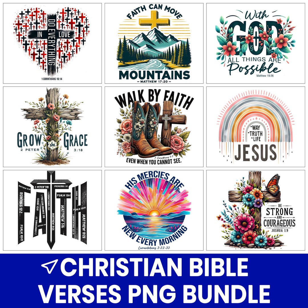 Paquete de versículos bíblicos cristianos PNG, imágenes prediseñadas de  citas bíblicas, imágenes PNG imprimibles sobre fe, refranes religiosos, ..., image size:1080x1080