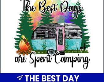 Retro Camping Clipart PNG, Tent Campfire Design (Digital Download)