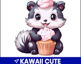 Kawaii raton laveur PNG Clipart, art imprimable pour chambre d'enfant (téléchargement numérique)