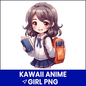 Kawaii Anime Girl PNG, Chibi Aesthetic Clipart, Cute Japanese Girl Illustration, Digital Sticker Design, Pastel PNG Art, Sublimation
