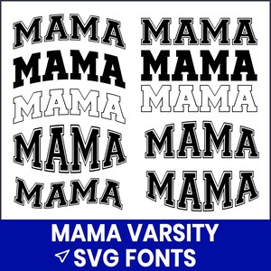 Mama Varsity SVG PNG Font, Bold College Letter SVG, Retro Varsity Letters, Cricut Font Download, Digital Alphabet Clipart, Sublimation Png