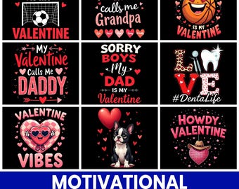 Valentine's Day Clipart, Motivational Quotes PNG Bundle (Digital Download)