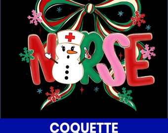 Coquette Christmas Nurse PNG, rosa rosett-helgclipart (digital nedladdning)