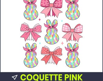 Coquette Easter Bunny PNG, Girly Pink Bows (Digital Download)