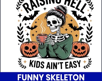Funny Skeleton Mom PNG, Spooky Halloween Shirt Design (Digital Download)